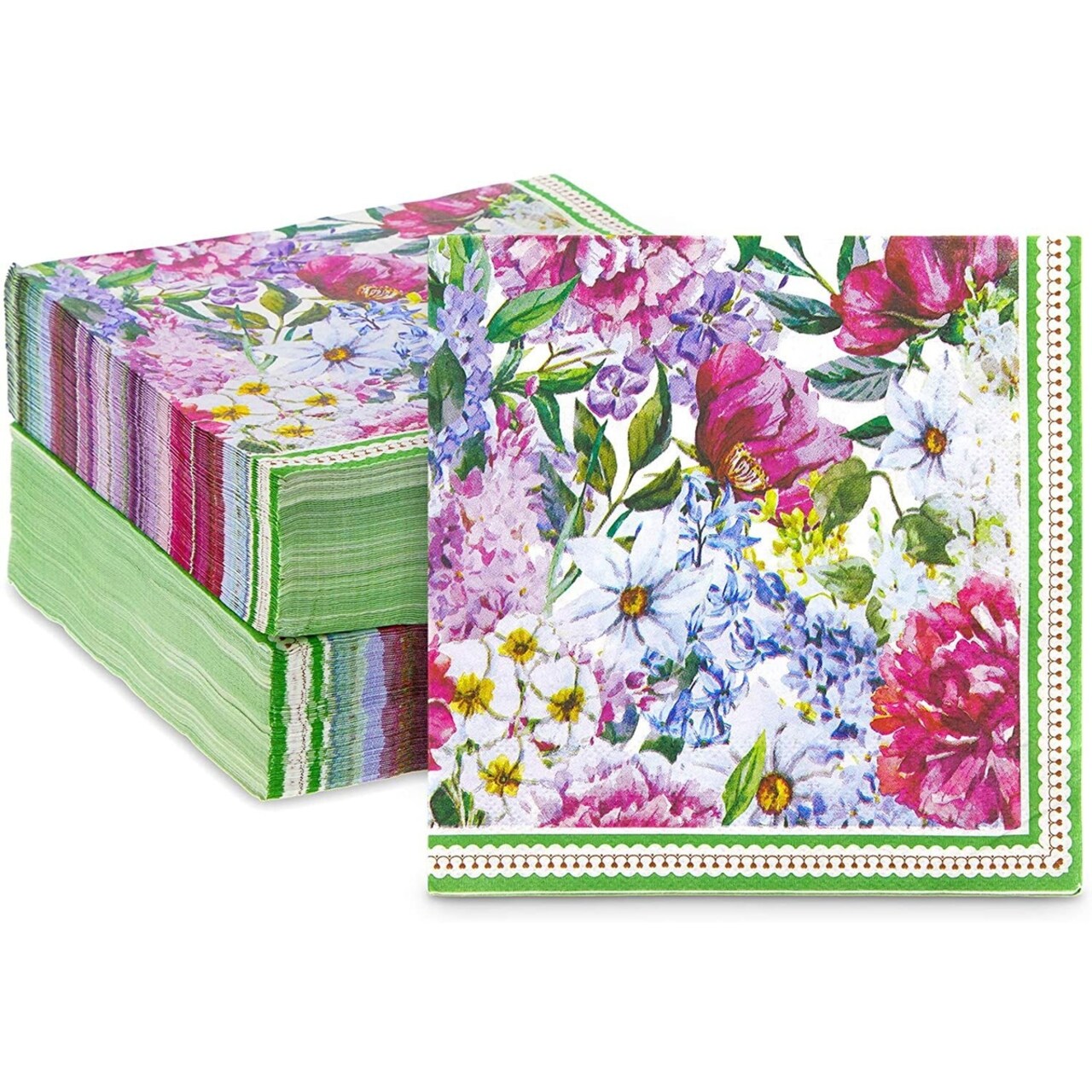 Vintage Floral Paper Napkins for Baby Shower, Bridal Party (6.5 In, 150 Pack)